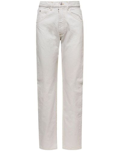 Maison Margiela 5-Pocket Style Straight Jeans With Contrasting Stitching - Gray