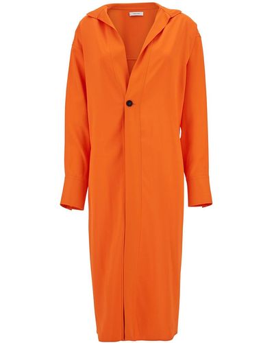 Ferragamo Single-Breasted Coat With A Single Button - Orange