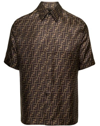 Fendi Shirt With Ff Motif - Brown