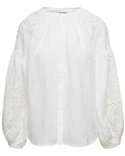 Scarlett Poppies Embroidery Anglais Shirt - White