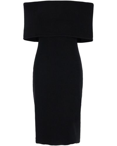 Bottega Veneta Off Shoulder Midi Dress - Black