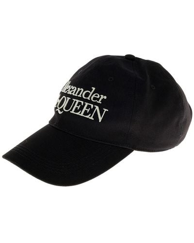 Alexander McQueen Cappello di cotone con logo - Nero