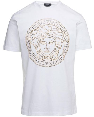 Versace T-Shirt Taylor Fit Medusa Strass - Bianco