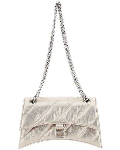 Balenciaga 'Crush Small' Crossbody Bag With B Logo Detail - Natural