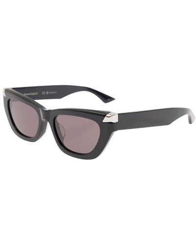 Alexander McQueen 'Punk' Geometric Sunglasses With Engraved Logo - Black
