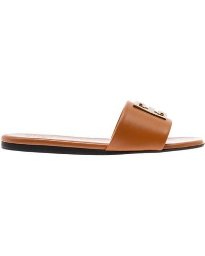 Givenchy Leather 4g Flat Mule Woman - Brown