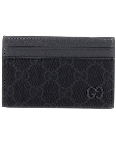 Gucci 'Gg' Card-Holder With Gg Detail - Grey