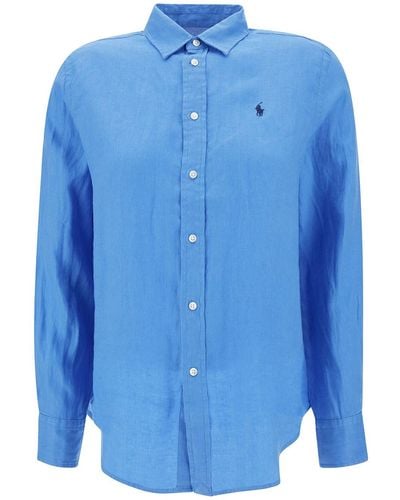 Polo Ralph Lauren Light Shirt With Pony Embroidery - Blue