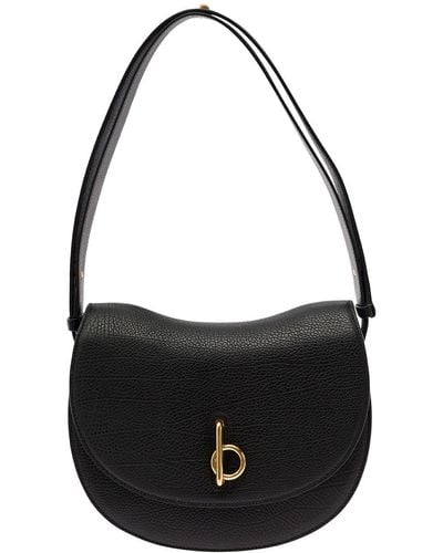 Burberry Medium Crossbody Bag With Logo Plaque - Black