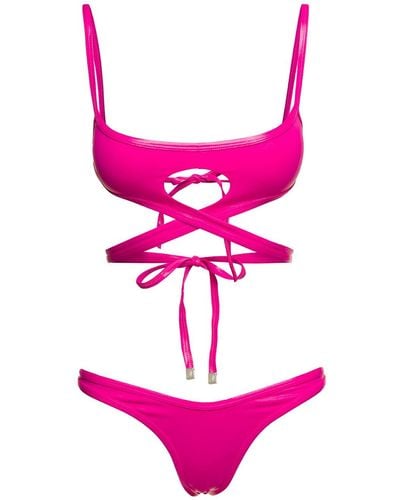 The Attico Cut-Out Wraparound Bikini Set - Pink