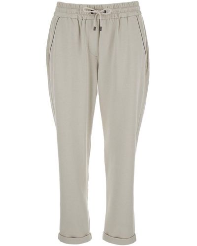 Brunello Cucinelli Crop Trousers With Elastic Waist - Grey