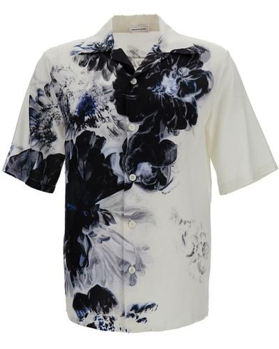 Alexander McQueen 'Dutch Flower' Shirt With All-Over Flower Prin - Black