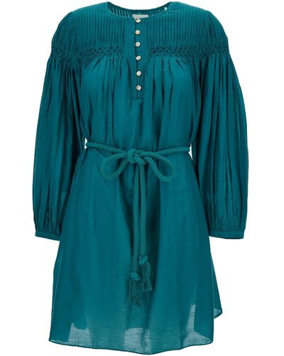 Isabel Marant 'Adeliani' Belted Mini Dress - Blue