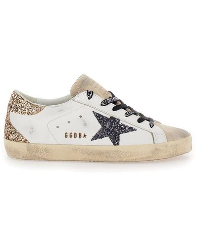 Golden Goose 'Superstar' Low Top Sneakers With Glitters - White