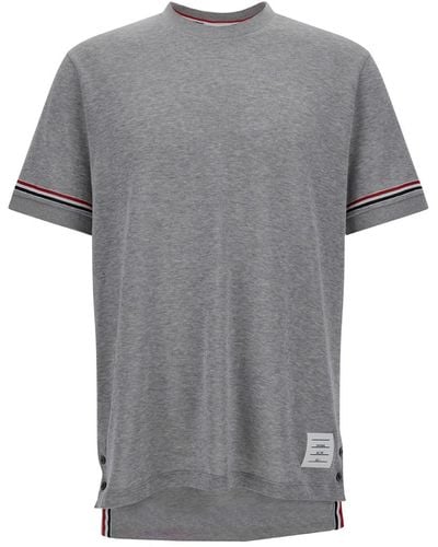 Thom Browne Short Sleeve Crew Neck T-Shirt - Grey