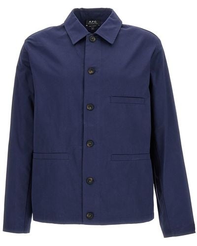 A.P.C. Giacca-Camicia Con Taschino Frontale Scuro - Blu