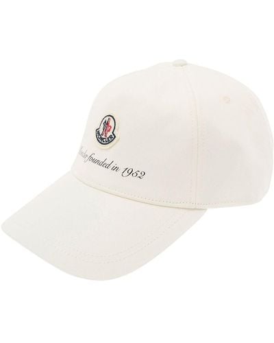 Moncler Baseball Cap With Logo Patch - White