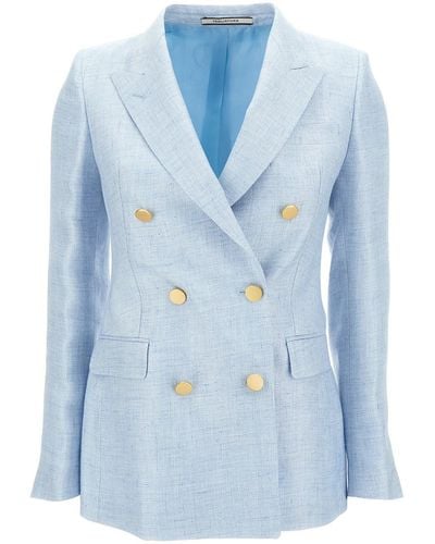 Tagliatore Light Double-Breasted Jacket With Golden Buttons - Blue