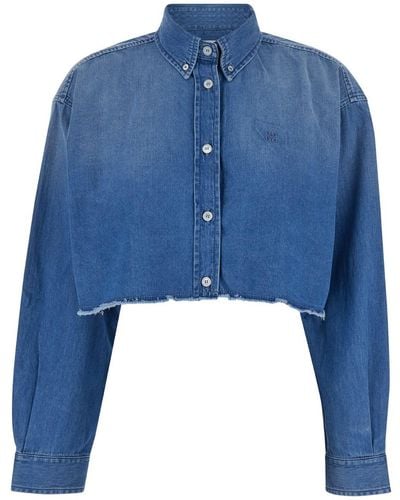 Givenchy Camicia Crop Di Jeans - Blu