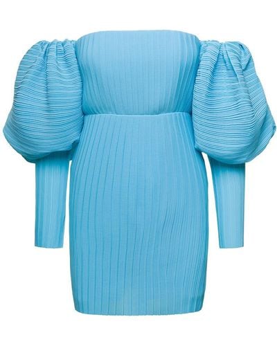 Solace London Skye Pleated Minidress - Blue