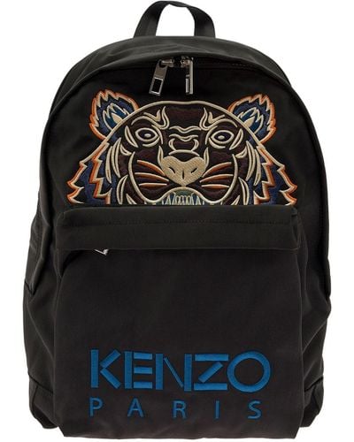 KENZO Backpack With Embroidered Tiger Head Man - Black