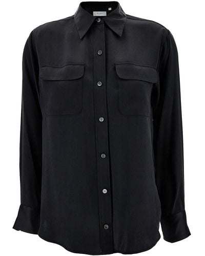 Equipment 'Signature' Shirt With Two Patch Pockets - Black