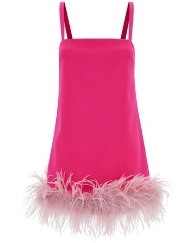 Pinko Mini Dress With Tonal Feathers Trim - Pink