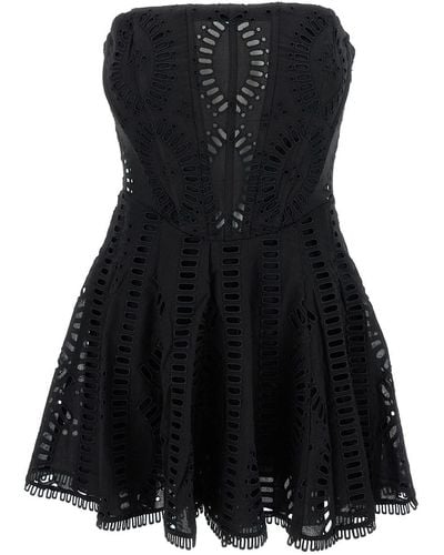 Charo Ruiz 'Zannick' Mini Dress With Flower Lace Embroidery Woma - Black