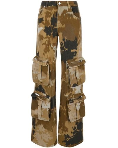 Blumarine Cargo Trousers With Camouflage Motif - Natural