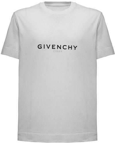 Givenchy T-shirt bianca di cotone con stampa logo uomo - Grigio