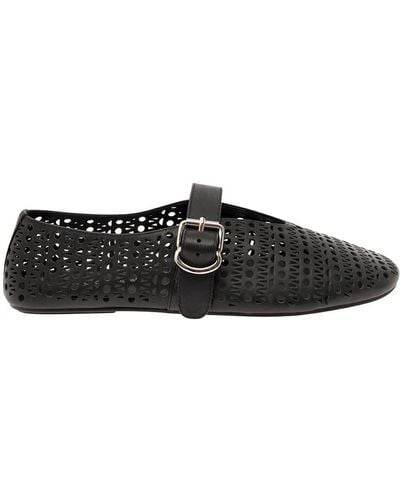 Jeffrey Campbell 'Shelly' Ballet Flats With Maxi Buckle - Black