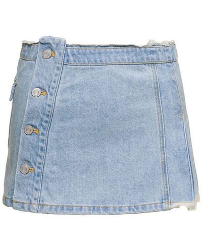 ANDERSSON BELL E Denim Pleated Miniskirt In Cotton Woman - Blue