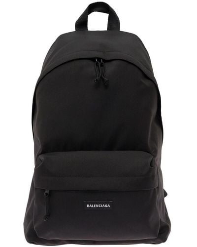 Balenciaga Explorer Nylon Backpack With Logo Man - Black