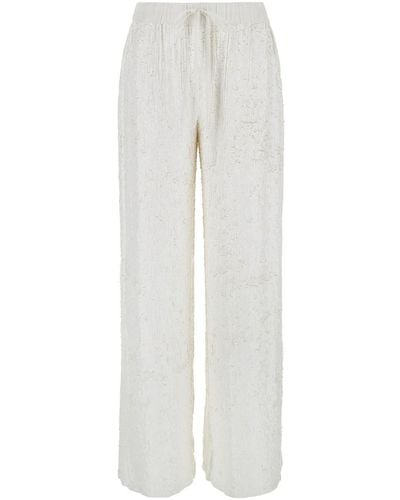 P.A.R.O.S.H. Straight Trousers With Sequins - White