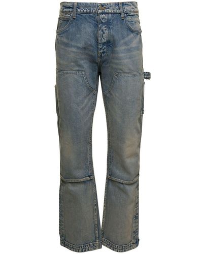 Amiri Jeans a cinque tasche 'carpenter' effetto washed in denim di cotone - Blu