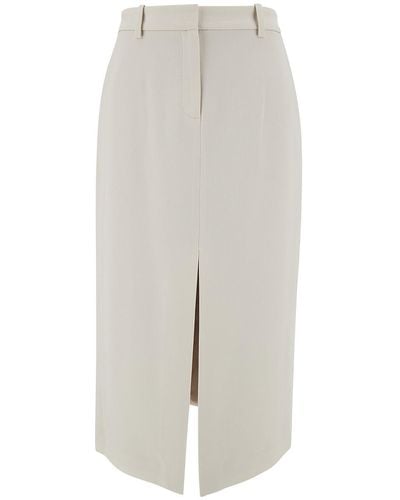 Theory Midi Straight Skirt With Front Split - White