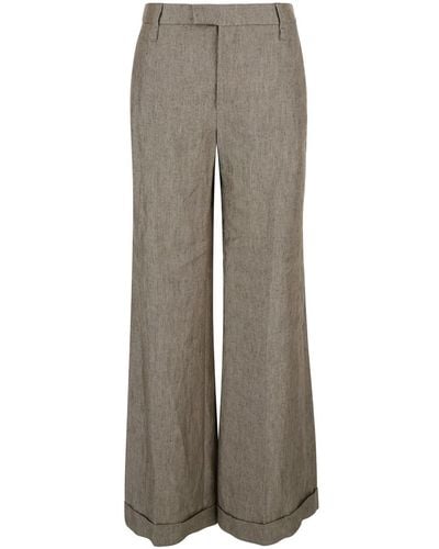 Brunello Cucinelli Taupe High Waisted Wide Leg Trousers - Grey