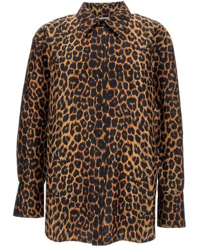 Saint Laurent Leopard Print Oversized Shirt - Brown