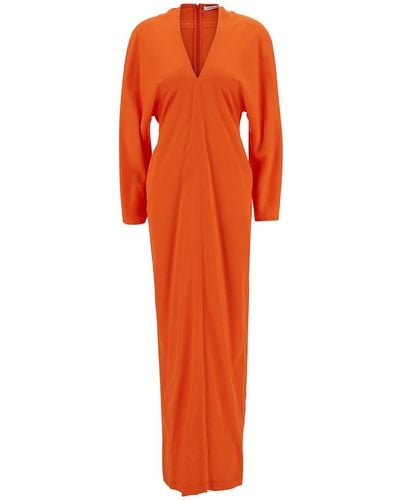 Ferragamo Abito Lungo Con Maniche A Kimono - Arancione