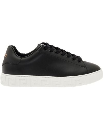 Versace Greca Leather Sneakers - Black