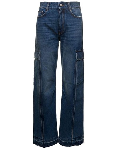 Stella McCartney Flare Cargo Jeans With Logo Patch - Blue