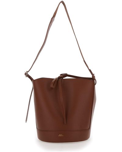 A.P.C. 'Ana Noisette' Bucket Bag With Laminated Logo - Brown