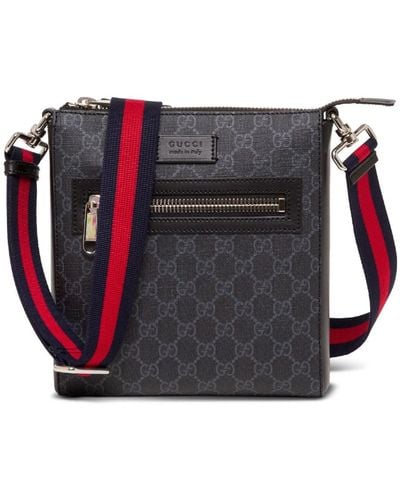 Gucci Messenger Crossbody Bag In gg Supreme Fabric - Red