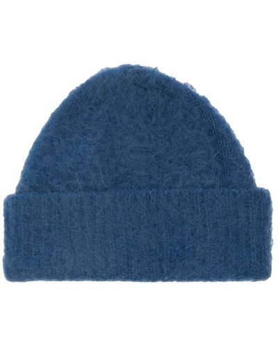 Acne Studios Hat With Ribbed Cuff And Brushed Texture - Blue