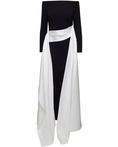 Solace London And Long Dress With Train - Black