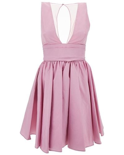 Pinko Mini Dress With Pleated Skirt - Pink