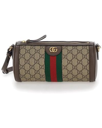 Gucci 'Ophidia' And Ebony Crossbody Bag With Web Detail - Grey
