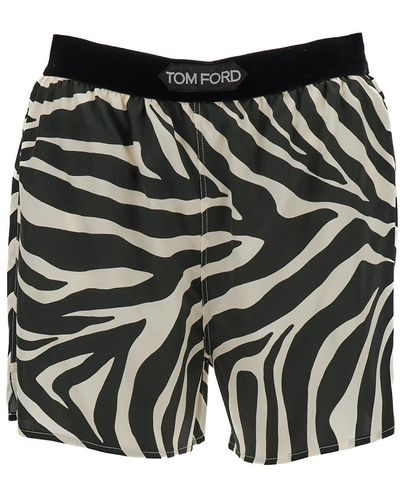 Tom Ford Shorts Con Stampa Zebra All-Over Bianchi E Neri - Nero