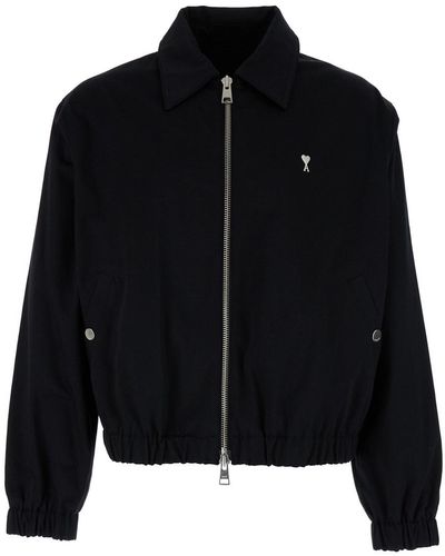 Ami Paris Jacket With Collar And Adc Logo - Black