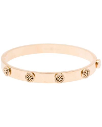 Tory Burch Tone Bracelet With Logo Studs - Natural